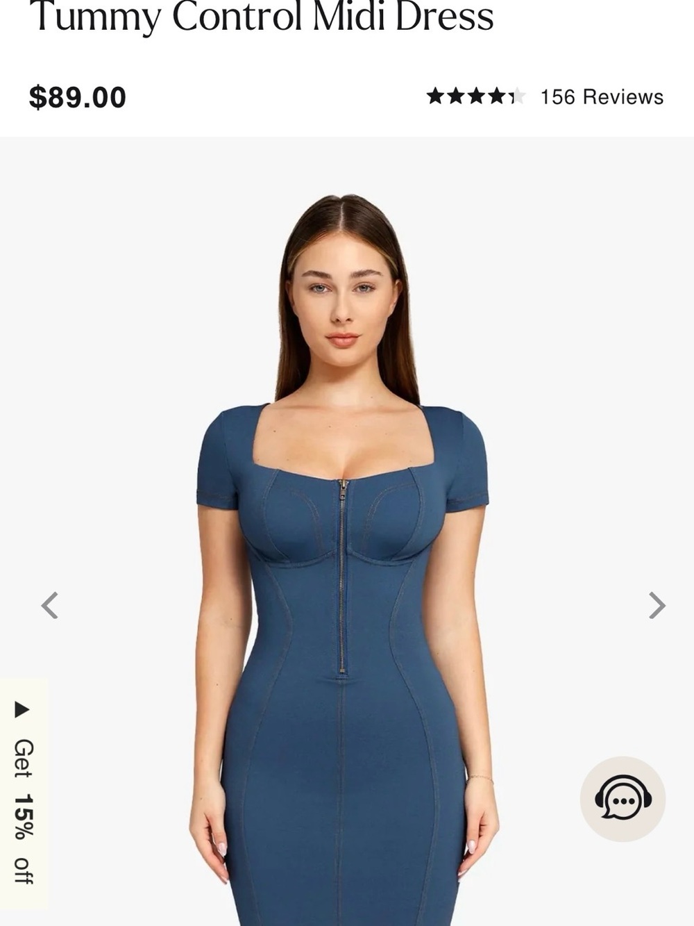 Popilush 3X Shapewear Midi Dress with Front Zip